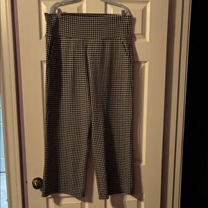 CAbi Bombshell Cropped Black and White Checkered Wide Leg Pants